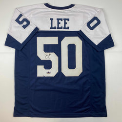 Facsimile Autographed Sean Lee Dallas Thanksgiving Day Reprint Laser Auto Football Jersey Size Men's XL (ONLINE ORDER ONLY)