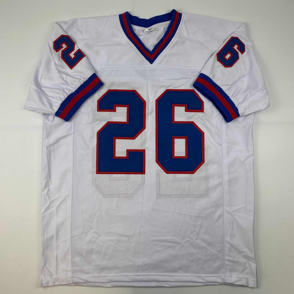 Facsimile Autographed Saquon Barkley New York Color Rush White Reprint Laser Auto Football Jersey Size Men's XL (ONLINE ORDER ONLY)