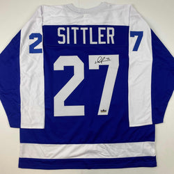 Facsimile Autographed Darryl Sittler Toronto Blue Reprint Laser Auto Hockey Jersey Size Men's XL (ONLINE ORDER ONLY)