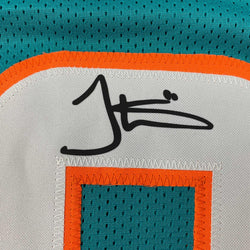 Facsimile Autographed Tyreek Hill Miami Teal Reprint Laser Auto Football Jersey Size Men's XL (ONLINE ORDER ONLY)