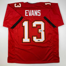 Facsimile Autographed Mike Evans Tampa Bay Red Reprint Laser Auto Football Jersey Size Men's XL (ONLINE ORDER ONLY)