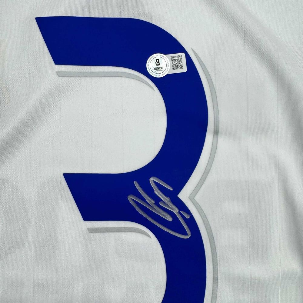 Autographed/Signed Roberto Carlos Real Madrid White Soccer Jersey Beckett BAS COA (ONLINE ORDER ONLY)