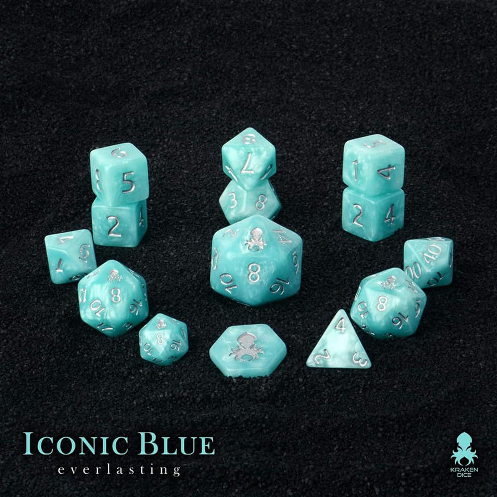 Kraken Dice - Iconic Blue: Everlasting 14pc Polyhedral Dice Set (ONLINE ORDER ONLY)