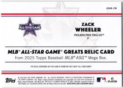 2025 Topps Zack Wheeler #ASGRZW All Star Game Greats Relic Philadelphia Phillies Baseball Card (ONLINE ORDER ONLY)