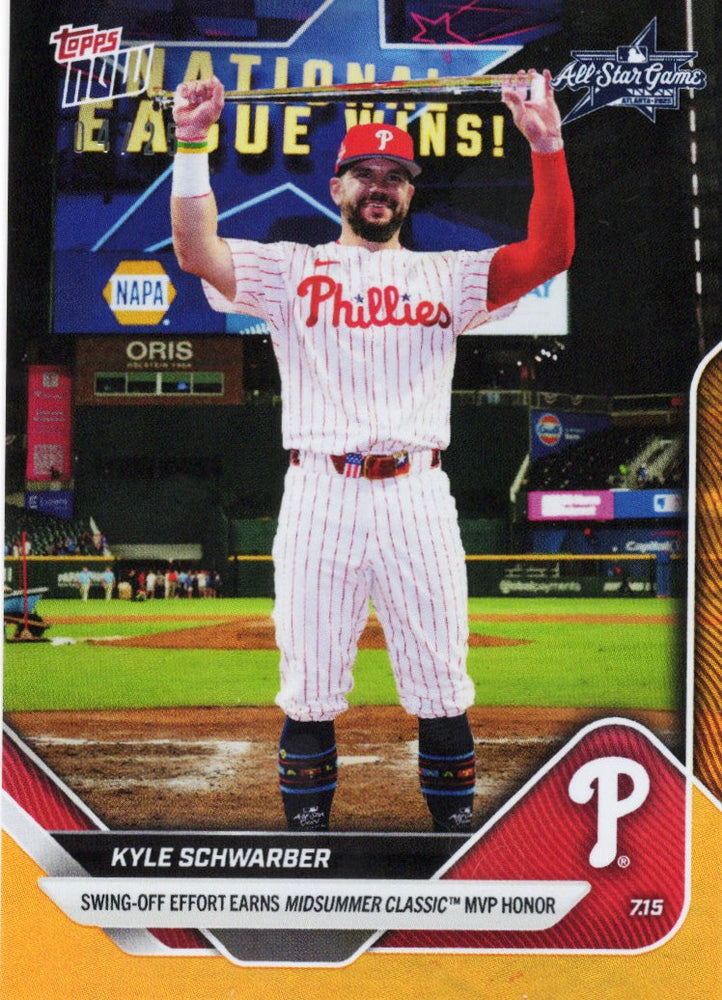 2025 Topps Now Kyle Schwarber #434 Orange Foil /25 Philadelphia Phillies Baseball Card (ONLINE ORDER ONLY)