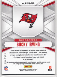 2024 Panini Phoenix Bucky Irving #RPJABIG Silver Rookie Phenom Patch Autograph /299 Rookie RC Football Card (ONLINE ORDER ONLY)