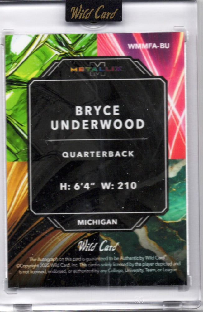 2025 Wild Card Metallix Bryce Underwood #WMMFABU Red Auto 1/1 Michigan Wolverines Rookie RC Football Card (ONLINE ORDER ONLY)