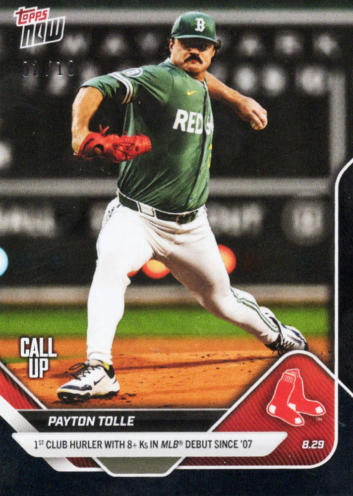 2025 Topps Now Payton Tolle #626 Black Foil /10 Boston Red Sox Rookie RC Baseball Card (ONLINE ORDER ONLY)