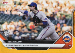 2025 Topps Now Nolan McLean #651 Orange Foil /25 New York Mets Rookie RC Baseball Card (ONLINE ORDER ONLY)