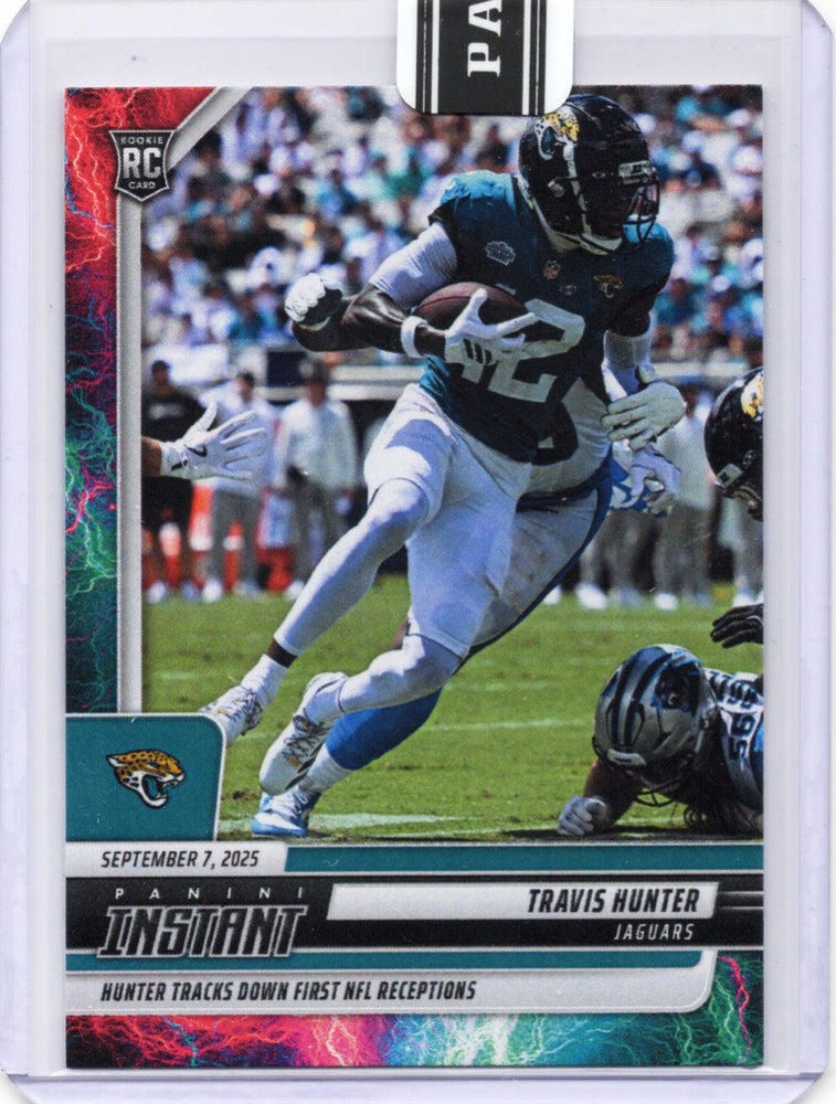 2025 Panini Instant NFL Travis Hunter #58 Lightning /5 Jacksonville Jaguars Rookie RC Football Card (ONLINE ORDER ONLY)
