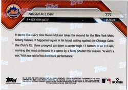 2025 Topps Now Nolan McLean #771 Black Foil /10 New York Mets Rookie RC Baseball Card (ONLINE ORDER ONLY)