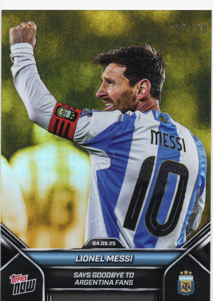 2025 Topps Now Lionel Messi #002 Gold /50 Argentina Soccer Card (ONLINE ORDER ONLY)