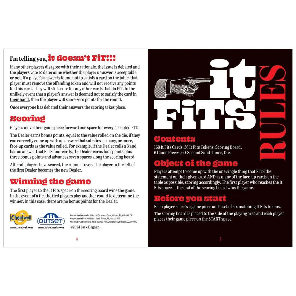 It Fits - Fun Fast Paced Party Game - Outset (ONLINE ORDER ONLY)