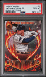 Graded 2024 Topps Bowman Jasson Dominguez #RI2 Rising Infernos Rookie RC Baseball Card PSA 10 Gem Mint (ONLINE ORDER ONLY)