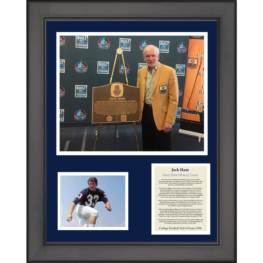 Framed Jack Ham Penn State Nittany Lions College Football Hall of Fame 11"x14" Three Photo Collage (ONLINE ORDER ONLY)