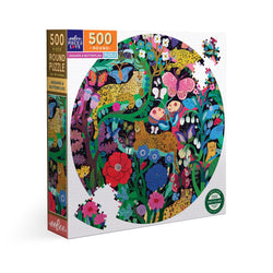 Jaguars & Butterflies 500 Piece Round Jigsaw Puzzle eeBoo (ONLINE ORDER ONLY)