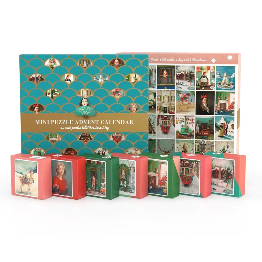 Janet Hill Advent Calendar - 24 Set of 100 Piece Mini Jigsaw Puzzles NYPC