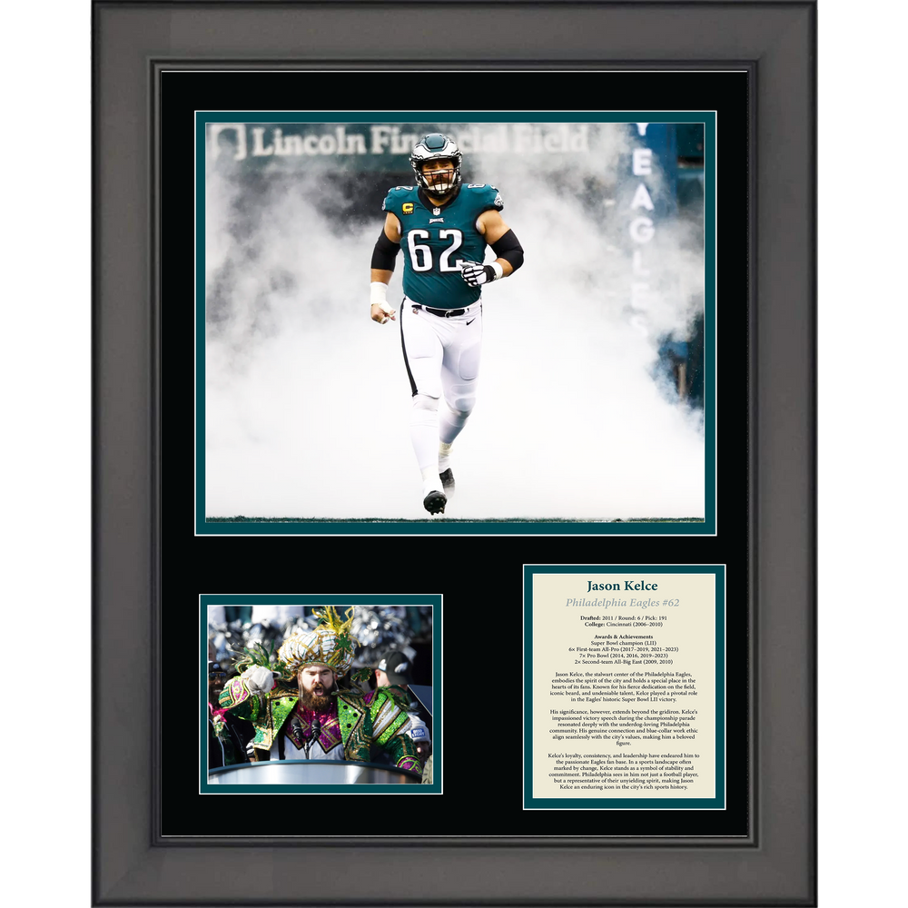 Framed Jason Kelce Philadelphia Eagles Football 11"x14" Three Photo Collage (ONLINE ORDER ONLY)