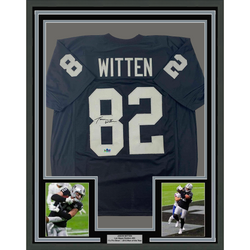 Framed Facsimile Autographed Jason Witten 35x39 Oakland Las Vegas Black Reprint Laser Auto Football Jersey (ONLINE ORDER ONLY)