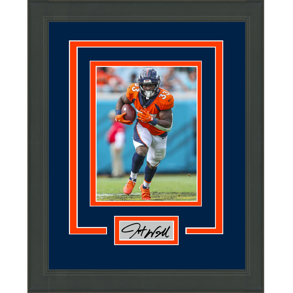Framed Javonte Williams Facsimile Laser Engraved Signature Auto Denver Broncos 11x14 Football Photo (ONLINE ORDER ONLY)