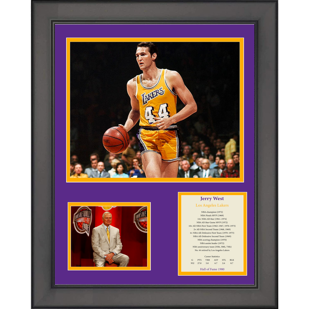 Framed Jerry West Hall of Fame Los Angeles Lakers Basketball 11"x14" Three Photo Collage (ONLINE ORDER ONLY)