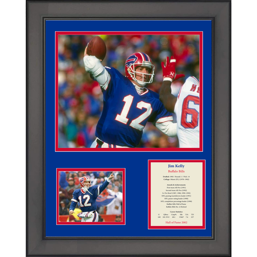 Framed Jim Kelly Hall of Fame Buffalo Bills 11"x14" Football Three Photo Collage (ONLINE ORDER ONLY)