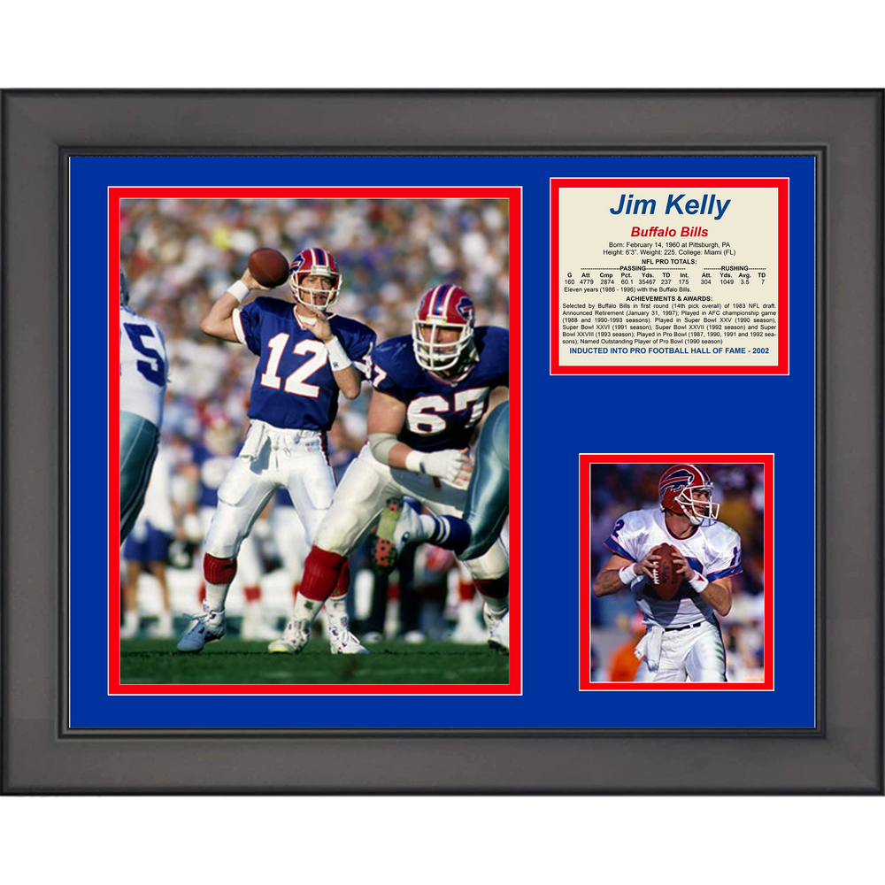 Framed Jim Kelly Hall of Fame Buffalo Bills Football 11"x14" Three Photo Collage (ONLINE ORDER ONLY)