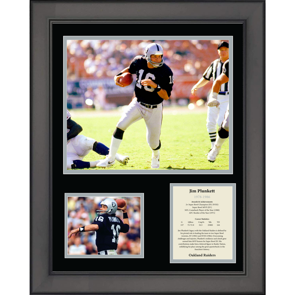 Framed Jim Plunkett Oakland Los Angeles Raiders 11"x14" Football Three Photo Collage (ONLINE ORDER ONLY)