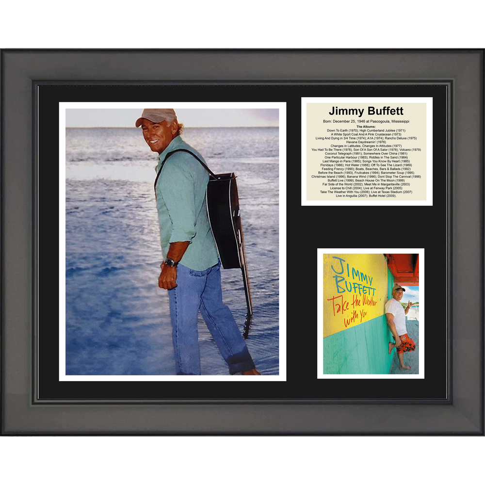 Framed Jimmy Buffett 11"x14" Music Three Photo Collage #2 (ONLINE ORDER ONLY)