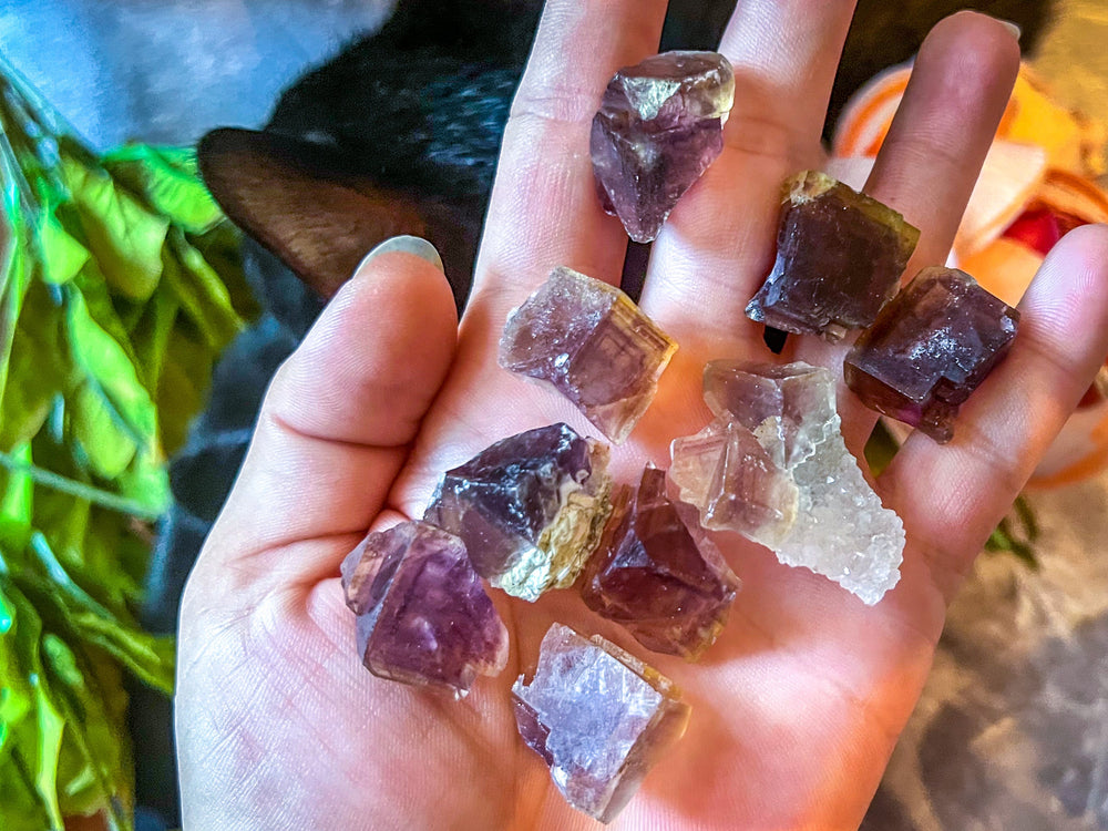ANHUI Yellow Fluorite with Thousand Layer Purple Phantoms, RARE Minerals (ONLINE ORDER ONLY)