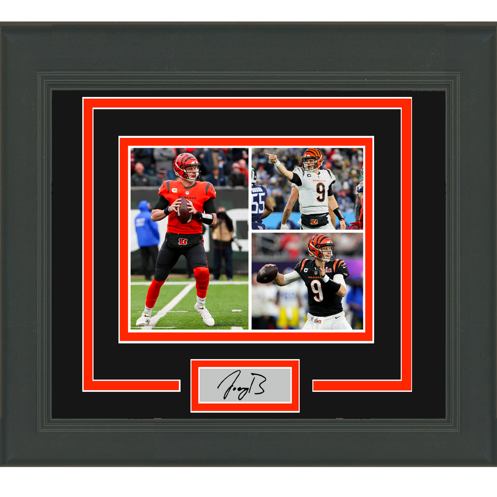 Framed Joe Burrow Facsimile Laser Engraved Signature Auto Cincinnati Bengals 11x14 Football Photo (ONLINE ORDER ONLY)