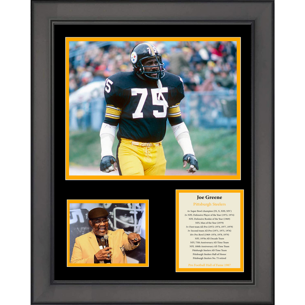Framed Joe Greene Hall of Fame Pittsburgh Steelers Football 11"x14" Three Photo Collage (ONLINE ORDER ONLY)