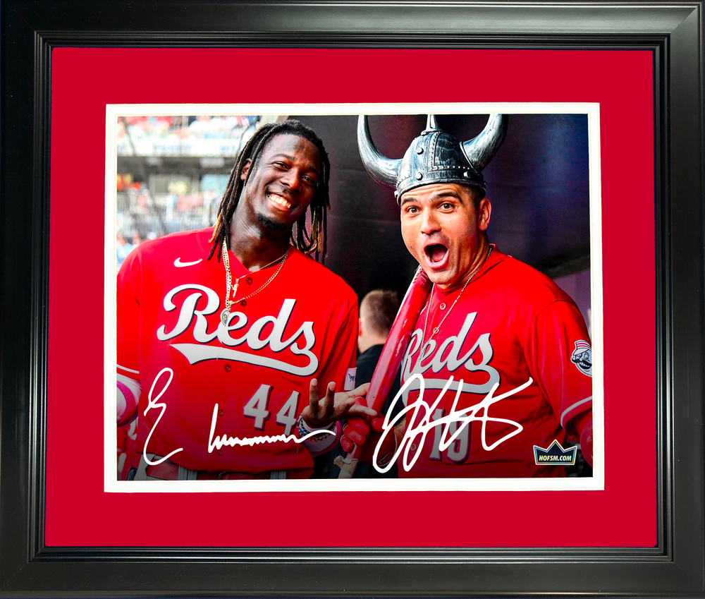 Framed Joey Votto & Elly De La Cruz Cincinnati Reds Dual Facsimile Laser Engraved Signature Auto 11"x14" Baseball Photo HOFSM Holo (ONLINE ORDER ONLY)
