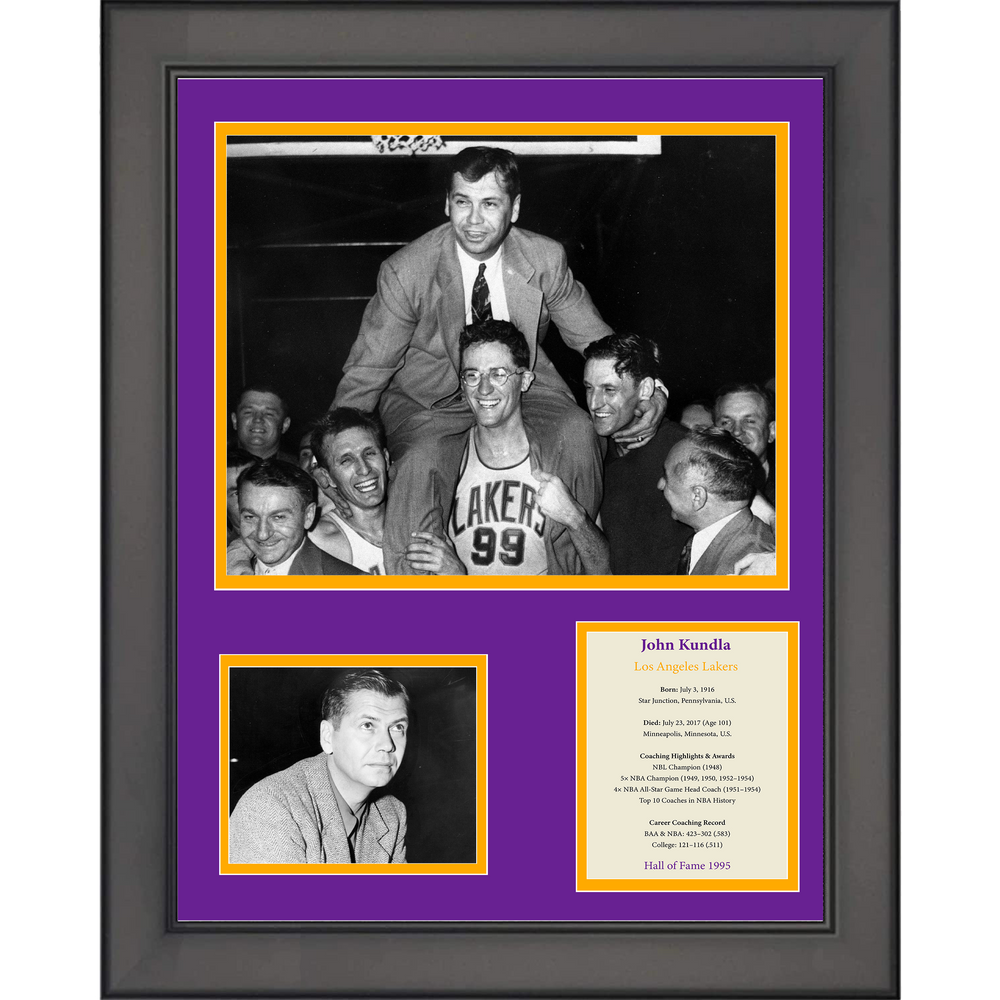 Framed John Kundla Hall of Fame Los Angeles Lakers Basketball 11"x14" Three Photo Collage (ONLINE ORDER ONLY)