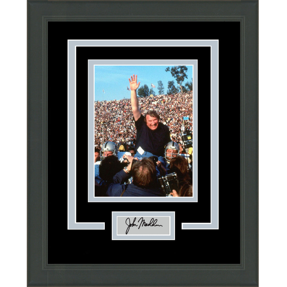 Framed John Madden Facsimile Laser Engraved Signature Auto Oakland Raiders 11x14 Football Photo (ONLINE ORDER ONLY)