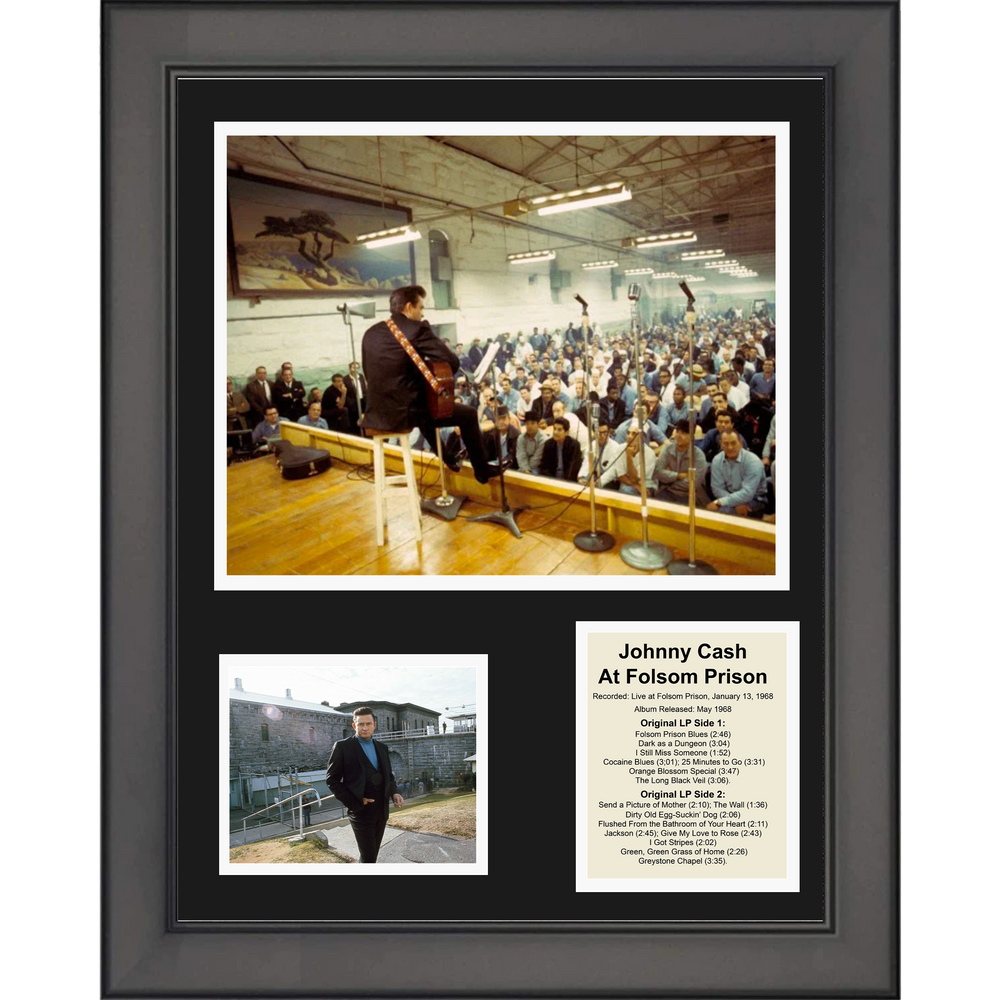 Framed Johnny Cash at Folsom Prison 11"x14" Music Three Photo Collage (ONLINE ORDER ONLY)
