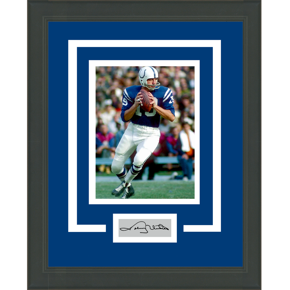 Framed Johnny Unitas Facsimile Laser Engraved Signature Auto Indianapolis Colts 11x14 Football Photo (ONLINE ORDER ONLY)
