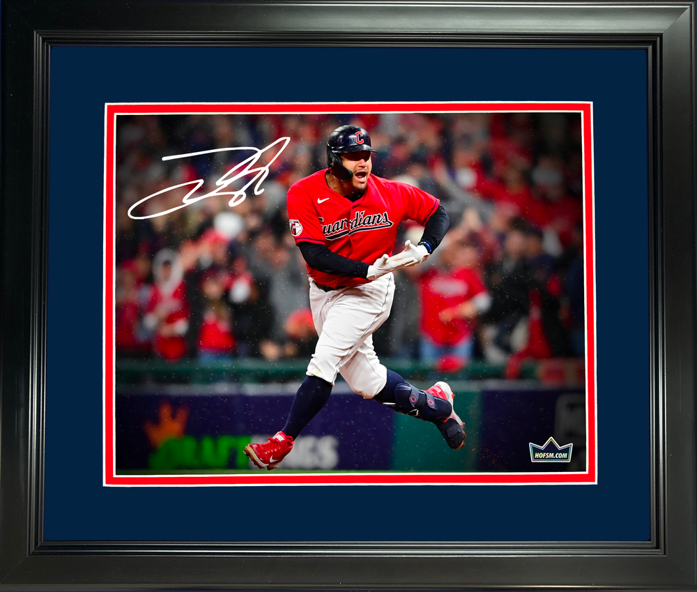 Framed Josh Naylor  Rock The Baby  Celebration Cleveland Guardians Facsimile Laser Engraved Signature Auto 11"x14" Baseball Photo HOFSM Holo (ONLINE ORDER ONLY)
