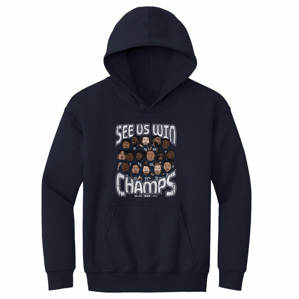 Seattle Football 2025 Champs Cartoon WHT (ONLINE ORDER ONLY)