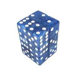 KOP08619 Blue Marbleized Dice with White Pips D6 16mm (5/8in) Pack of 12 Dice (ONLINE ORDER ONLY)