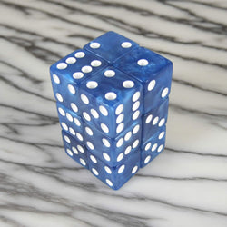 KOP08619 Blue Marbleized Dice with White Pips D6 16mm (5/8in) Pack of 12 Dice (ONLINE ORDER ONLY)