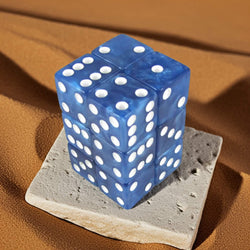 KOP08619 Blue Marbleized Dice with White Pips D6 16mm (5/8in) Pack of 12 Dice (ONLINE ORDER ONLY)