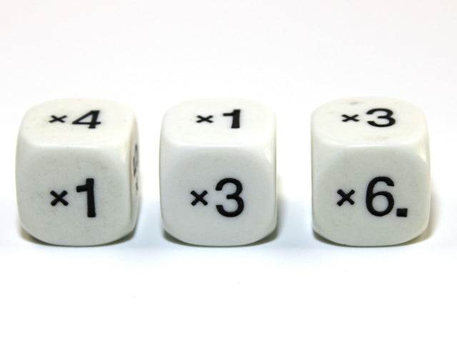 Math Multiplication 16mm d6 White/black - x1 x2 x3 x4 x5 x6 (per die) (Online Only)