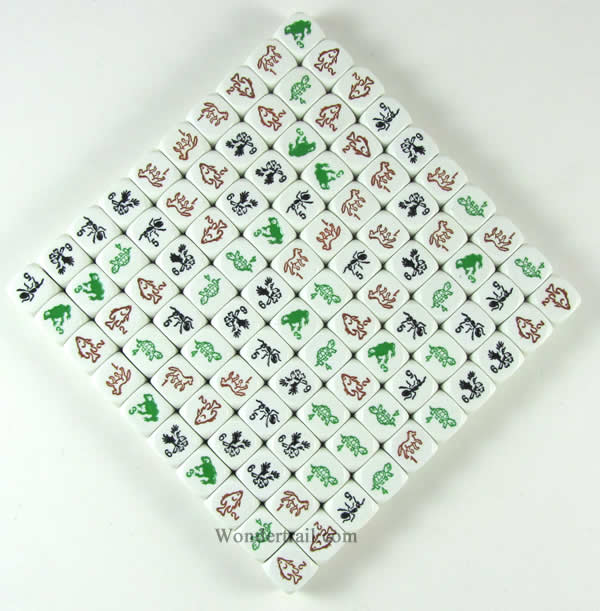 KOP17277 Species Dice White with Colored Animals D6 16mm Pack of 100 (ONLINE ORDER ONLY)