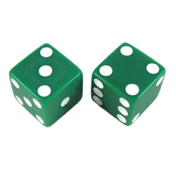 KOP17817 Green Opaque Dice with White Pips D6 25mm (1in) Pack of 2 (ONLINE ORDER ONLY)