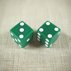 KOP17817 Green Opaque Dice with White Pips D6 25mm (1in) Pack of 2 (ONLINE ORDER ONLY)