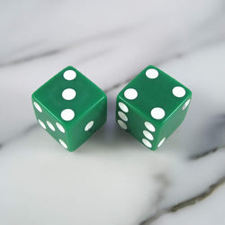 KOP17817 Green Opaque Dice with White Pips D6 25mm (1in) Pack of 2 (ONLINE ORDER ONLY)