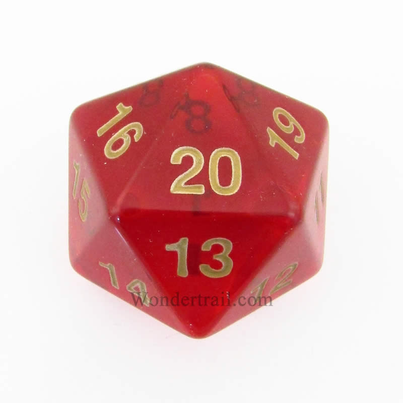 KOP17970 Ruby Countdown Die Gold Numbers D20 55mm (2.17in) Pack of 1 (ONLINE ORDER ONLY)