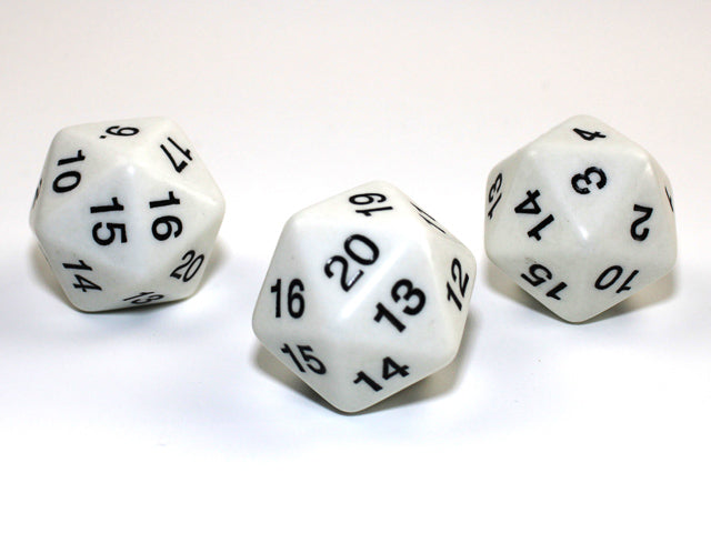 Countdown 30mm d20 White/black Spindown d20 Large (sold per die) (Online Only)