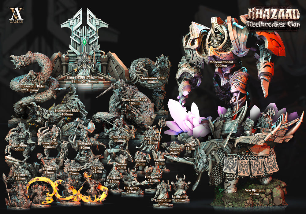 3D Printed Archvillain Games Khazaad - Steelbreaker Clan War Bjargan 28 32mm D&D (Online Only)